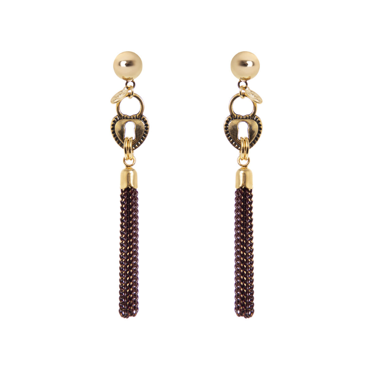 ORECCHINI CON CUORE E CATENELLE ROSSO ART.330809T