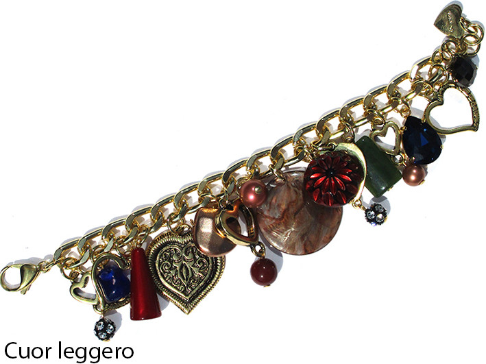 BRACCIALE CUOR LEGGERO ORO CON CHARMS MULTICOLOR ART.33210