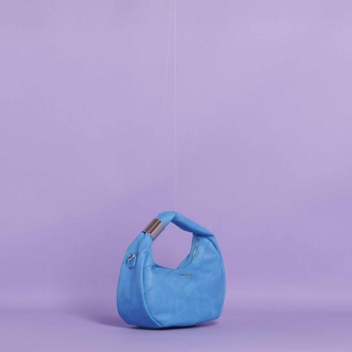 BORSA HOBO PICCOLA CON MOTIVO DIAGONALE Azzurro