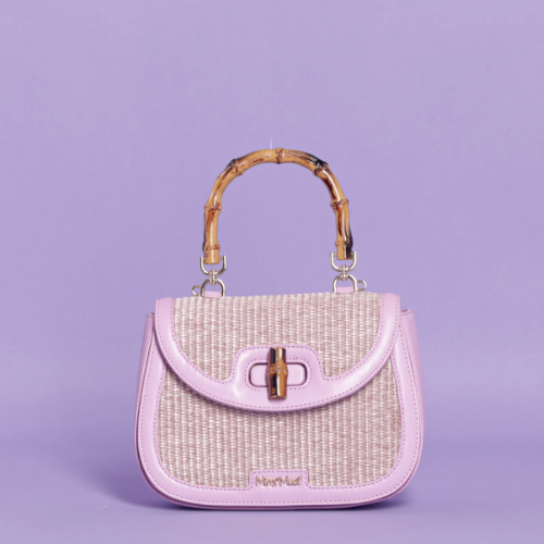 BORSA A MANO CON INSERTI IN STRAW PAPER - Lilla