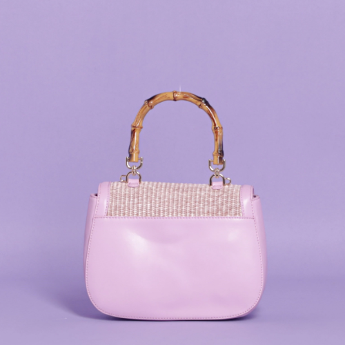 BORSA A MANO CON INSERTI IN STRAW PAPER - Lilla