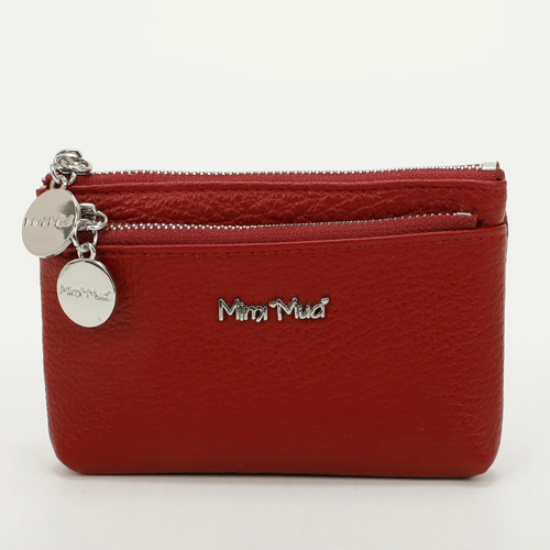 PORTAMONETE MEDIO IN PELLE CON DOPPIA ZIP – BORDEAUX