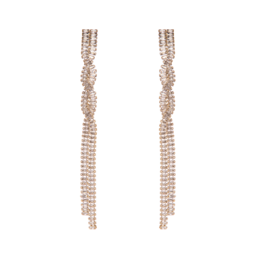 Orecchini A Due Fili Cometa Bianco