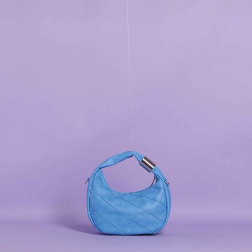 BORSA HOBO PICCOLA CON MOTIVO DIAGONALE Azzurro