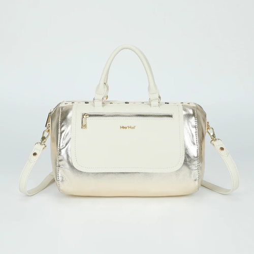 BORSA BAULETTO EFFETTO LAMINATO BIANCO
