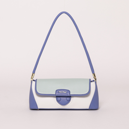 BORSA A SPALLA TRICOLOR VERDE/DENIM