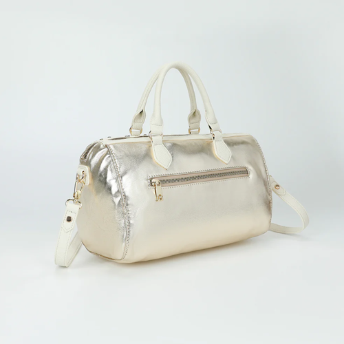 BORSA BAULETTO EFFETTO LAMINATO BIANCO
