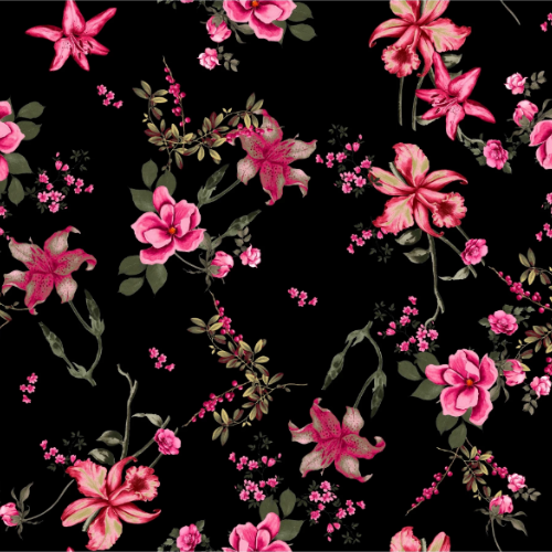 FOULARD FANTASIA IRIS - Fuxia/Nero