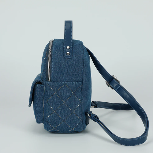 ZAINO IN JEANS CON STRASS BLU SCURO