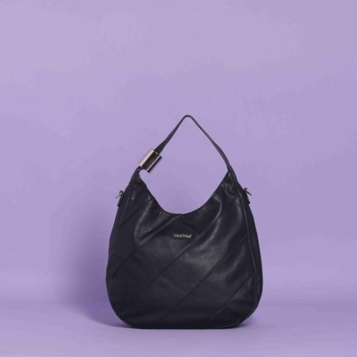 BORSA HOBO CON MOTIVO DIAGONALE Nero