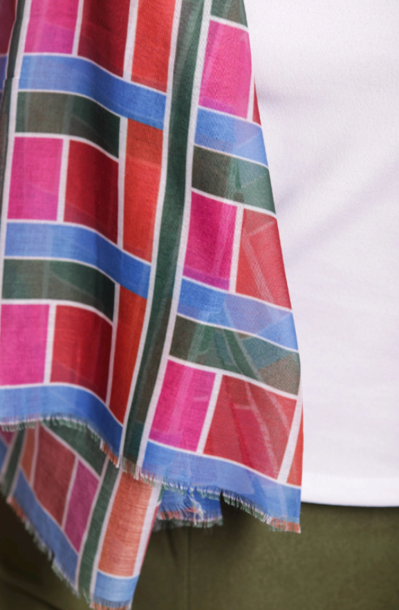 FOULARD FANTASIA GEOMETRICA - Fuxia/Arancio