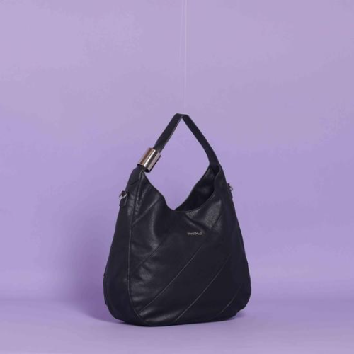 BORSA HOBO CON MOTIVO DIAGONALE Nero