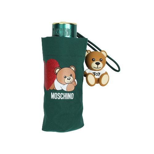 Ombrello Moschino supermini "Teddy Heart" + pendente teddy - verde