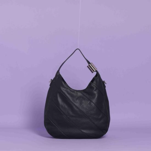 BORSA HOBO CON MOTIVO DIAGONALE Nero