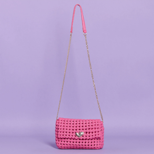 MIM BORSA A TRACOLLA CON DETTAGLIO CUORE FUXIA