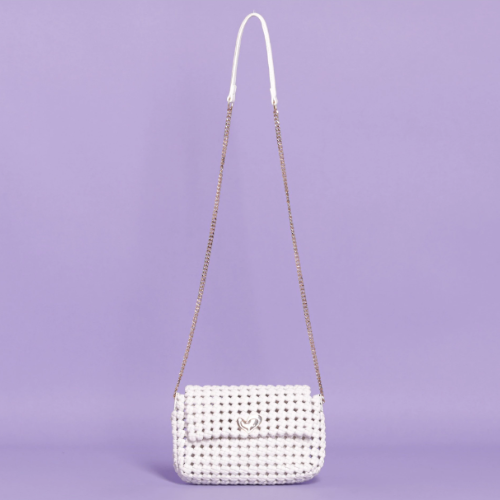 BORSA A TRACOLLA CON DETTAGLIO CUORE - Bianco