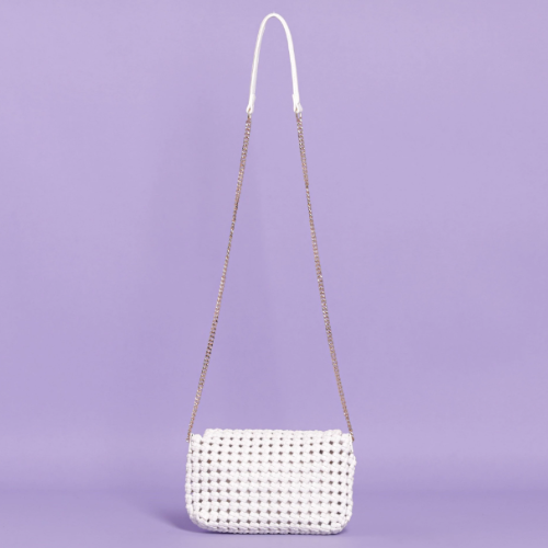 BORSA A TRACOLLA CON DETTAGLIO CUORE - Bianco