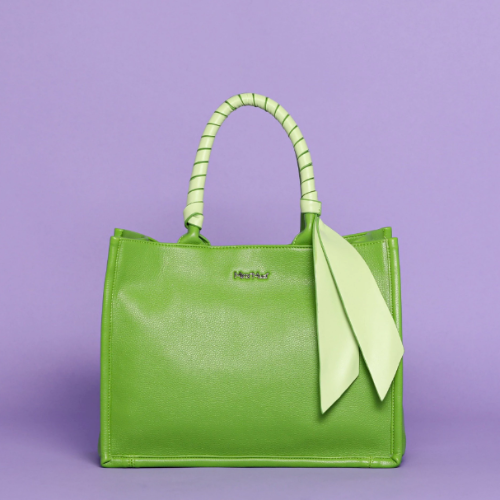 BORSA SHOPPER CON DETTAGLIO FIOCCO - Verde Prato