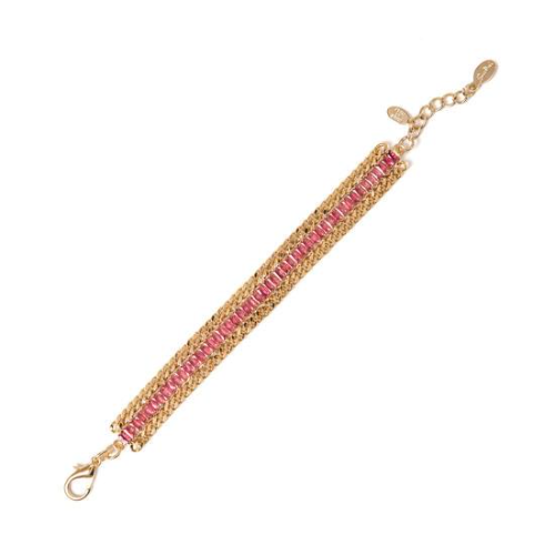 Bracciale Groumette E Cristalli Cometa Rosa