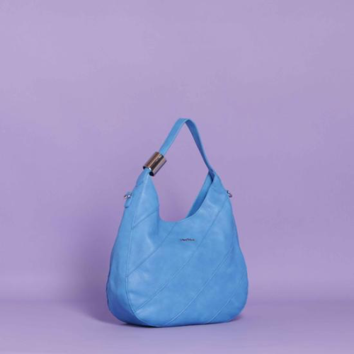 BORSA HOBO CON MOTIVO DIAGONALE Azzurro