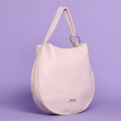 BORSA HOBO CON DETTAGLIO INTRECCIO - Panna