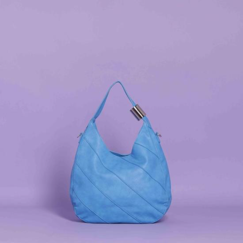BORSA HOBO CON MOTIVO DIAGONALE Azzurro