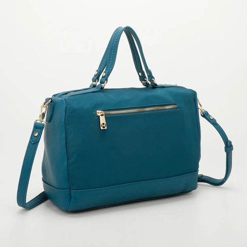 BORSA A MANO CON TASCHE IN SIMILPELLE -BLU OTTANIO