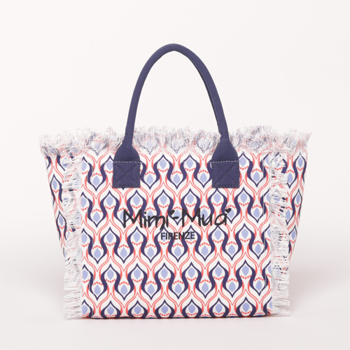 BORSA SHOPPER PICCOLA IN FANTASIA ARANCIO/BLU