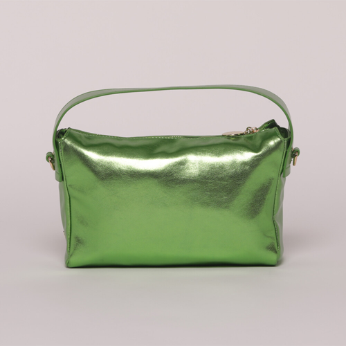 BORSA A MANO EFFETTO LAMINATO VERDE MENTA