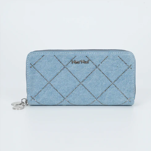 PORTAFOGLIO GRANDE IN JEANS CON STRASS