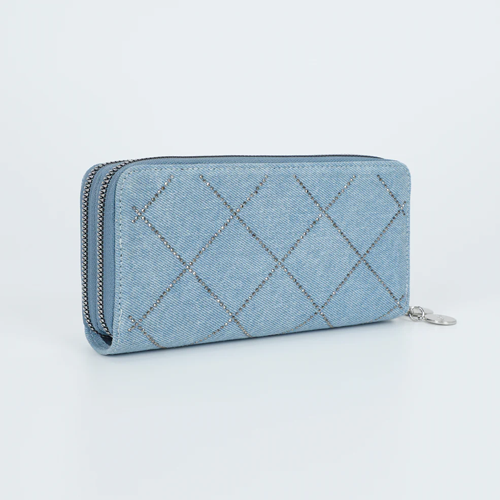 PORTAFOGLIO GRANDE IN JEANS CON STRASS