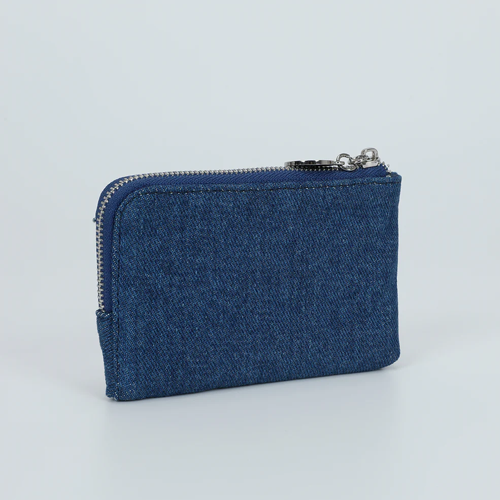 PORTAFOGLIO PICCOLO IN JEANS CON STRASS BLU SCURO