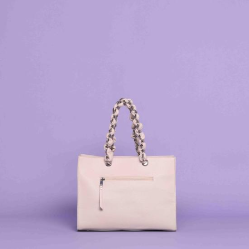 BORSA SHOPPER CON CATENA E INTRECCIO Ghiaccio