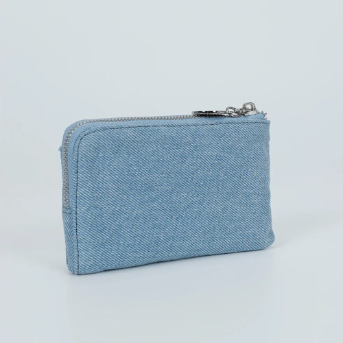 PORTAFOGLIO PICCOLO IN JEANS CON STRASS BLU MEDIO