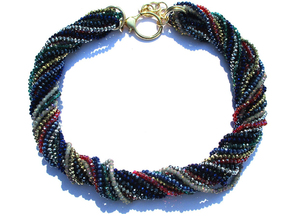 COLLANA GIROCOLLO MULTIFILO CON PERLINE ARROTOLATE MULTICOLOR ART. B000777