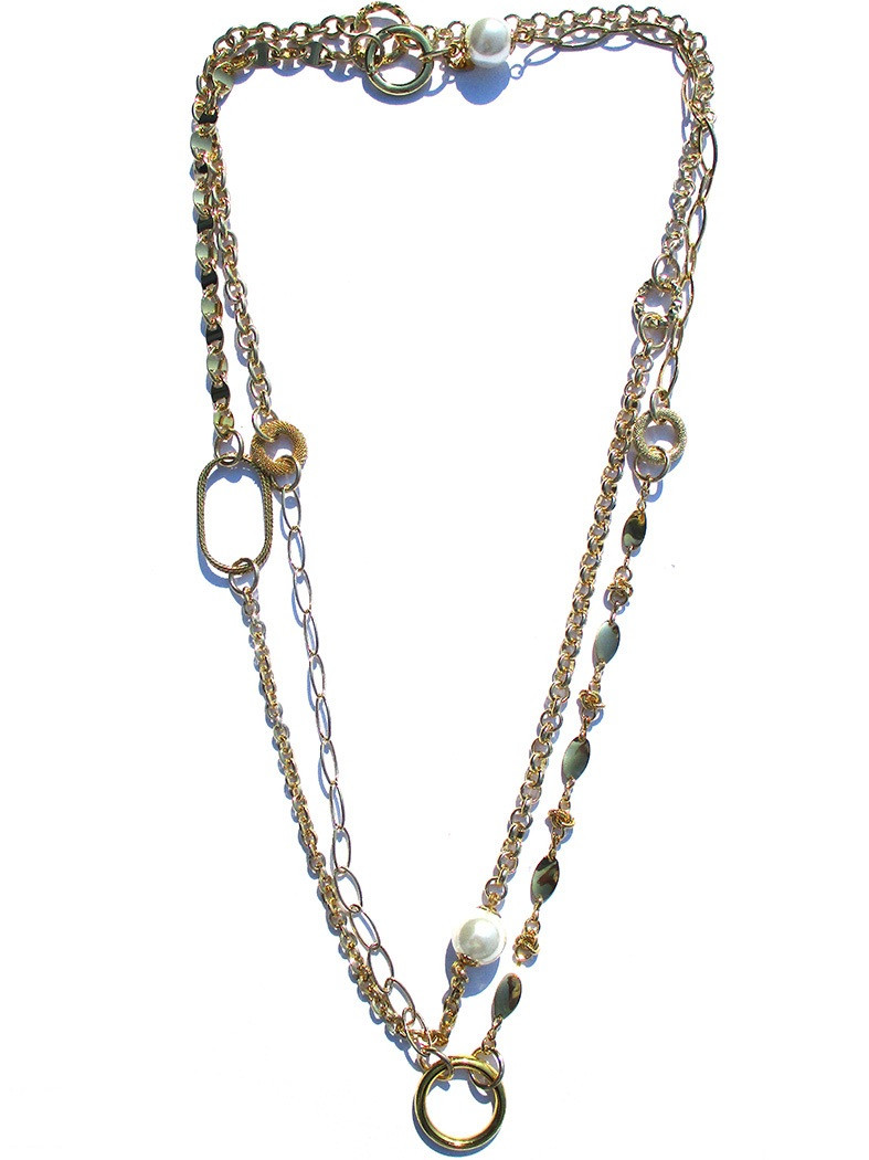 COLLANA EXTRA-LUNGA A CATENA DORATA CON PERLE ART. B000778