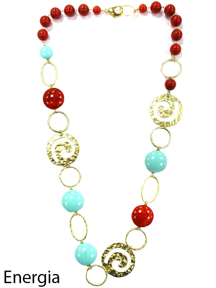 COLLANA ENERGIA RESINA ROSSO E AZZURRO