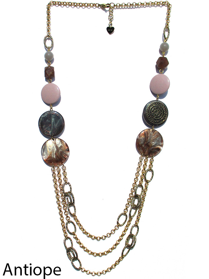 COLLANA ANTIOPE MULTIFILI ORO CON PIETRE MULTICOLOR ART.74095