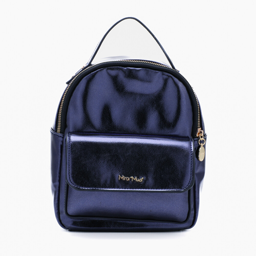 ZAINO PICCOLO EFFETTO LAMINATO BLU