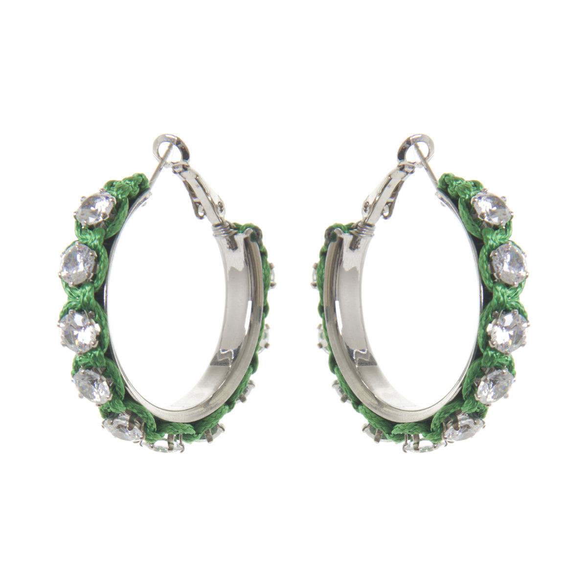 ORECCHINI A SEMI-CERCHIO PICCOLO CON CORDINO E CRISTALLI VERDE ART. 750685B