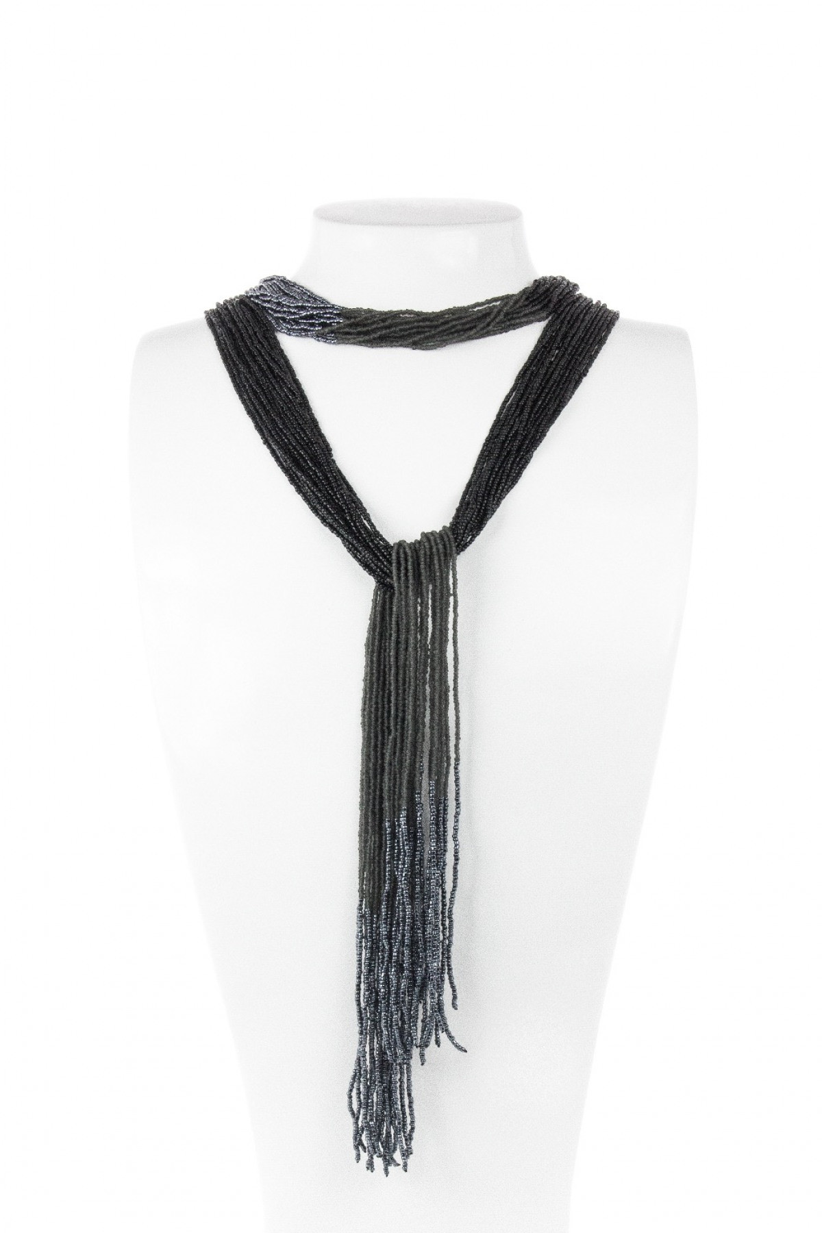Collana doppia annodabile perline nero e grigio ART. 861258P