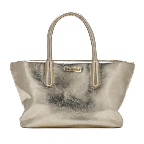 BORSA A MANO EFFETTO LAMINATO ORO