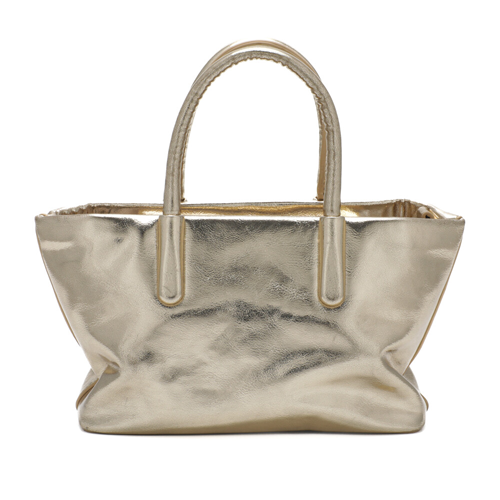 BORSA A MANO EFFETTO LAMINATO ORO