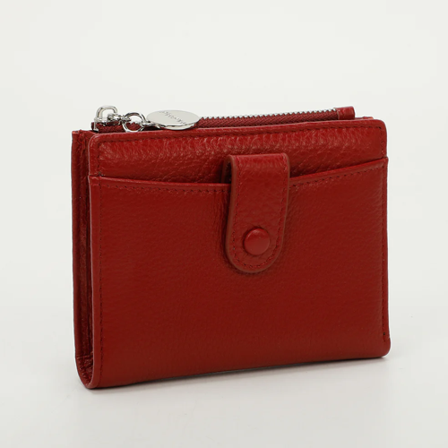 PORTAFOGLIO MEDIO IN PELLE CON ZIP LATERALE – BORDEAUX