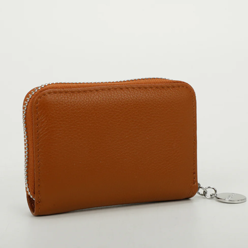PORTAFOGLIO PICCOLO IN PELLE CON ZIP -CUOIO