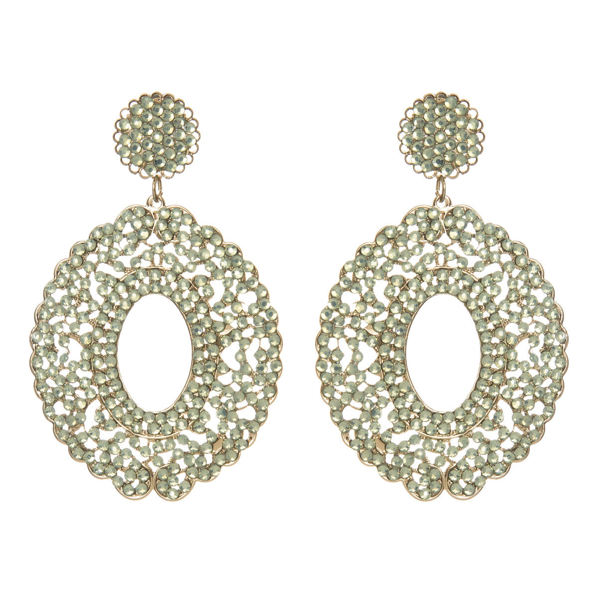 ORECCHINI A PERNO PENDENTE OVALE VERDE ART. 953284B