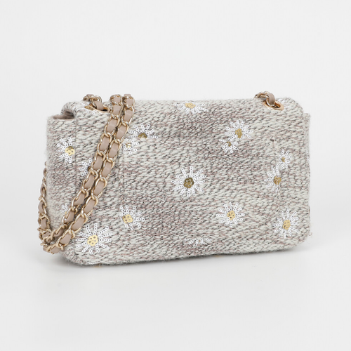 BORSA A TRACOLLA IN TESSUTO BEIGE