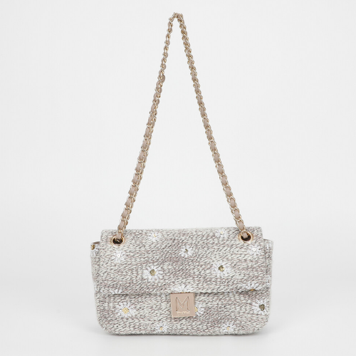 BORSA A TRACOLLA IN TESSUTO BEIGE