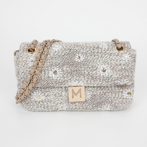 BORSA A TRACOLLA IN TESSUTO BEIGE