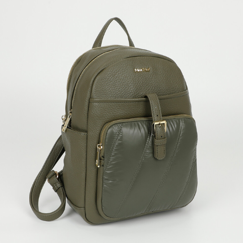 ZAINO CON DETTAGLIO IN PIUMINO VERDE MILITARE